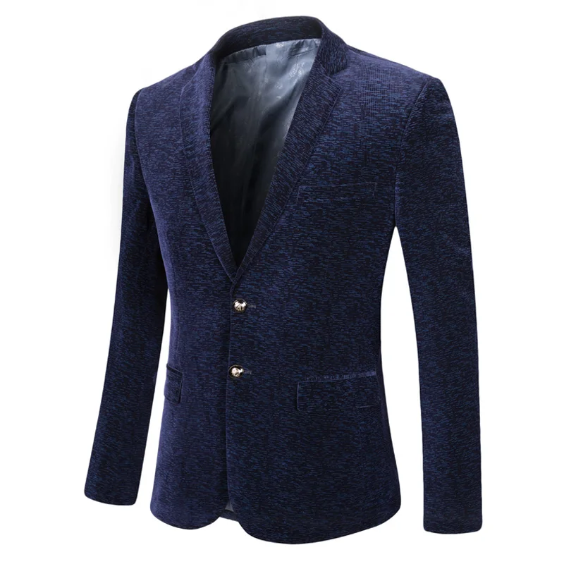Для мужчин Блейзер костюм Повседневное с длинными рукавами вельвет Slim Fit тонкими