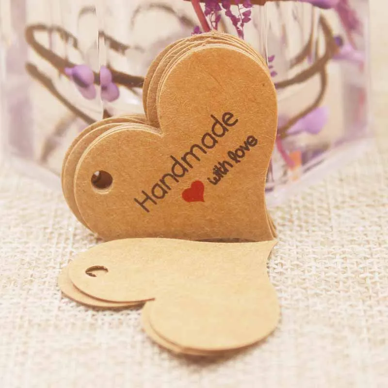 200 шт. новый дизайн крафт/белая этикетка ручной работы бумага винтажная красное