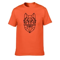 cartoon geometric wolf animal t shirt teens fashion short sleeve tshirt cute animal wolf head men t shirts simple line tees