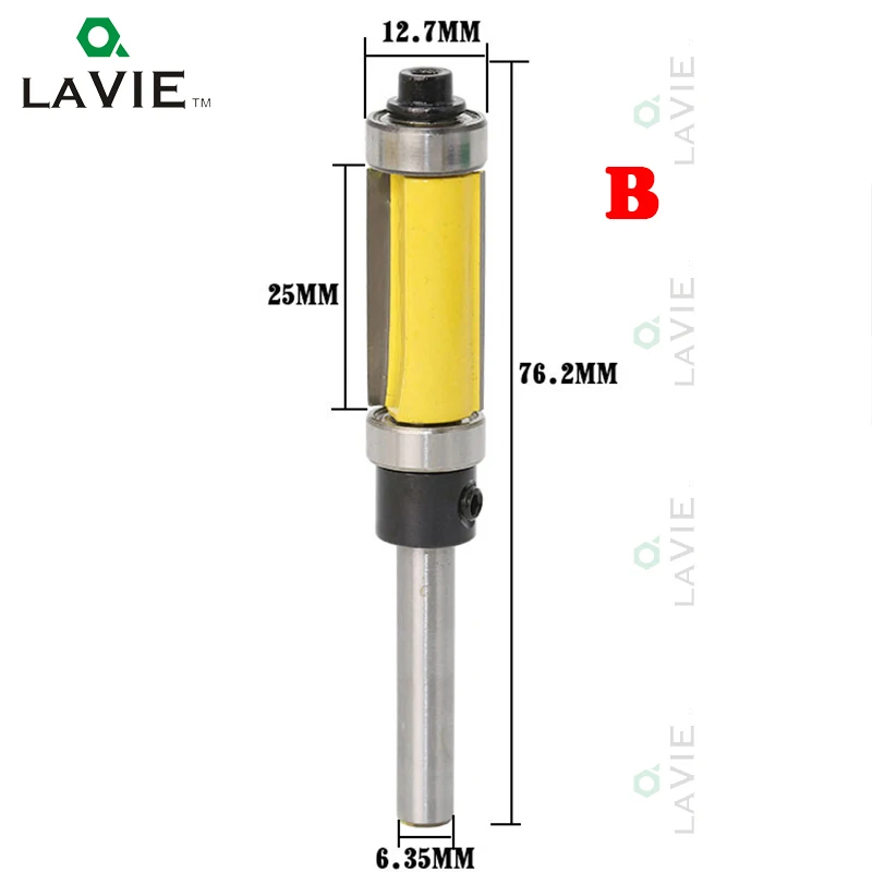 LAVIE 1 шт. 1/4 6,35 мм двойной подшипник прямой Обрезной фрезы фрезерный нож резак Карбид флеш Деревообработка MC01037 - Длина режущей кромки: A 25mm