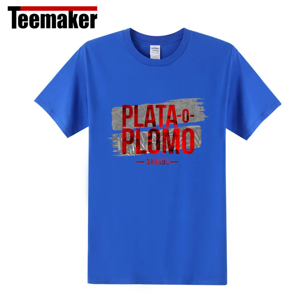 Футболки fla для мужчин go 2017 Plata o Plomo Футболка мужская Narcos Pablo Escobar серебряные или
