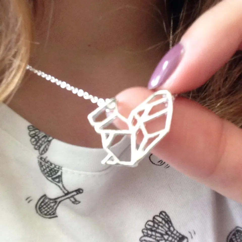 Hzew мин 1 шт золотистого и серебристого цвета белка оригами Ожерелье Подвески для