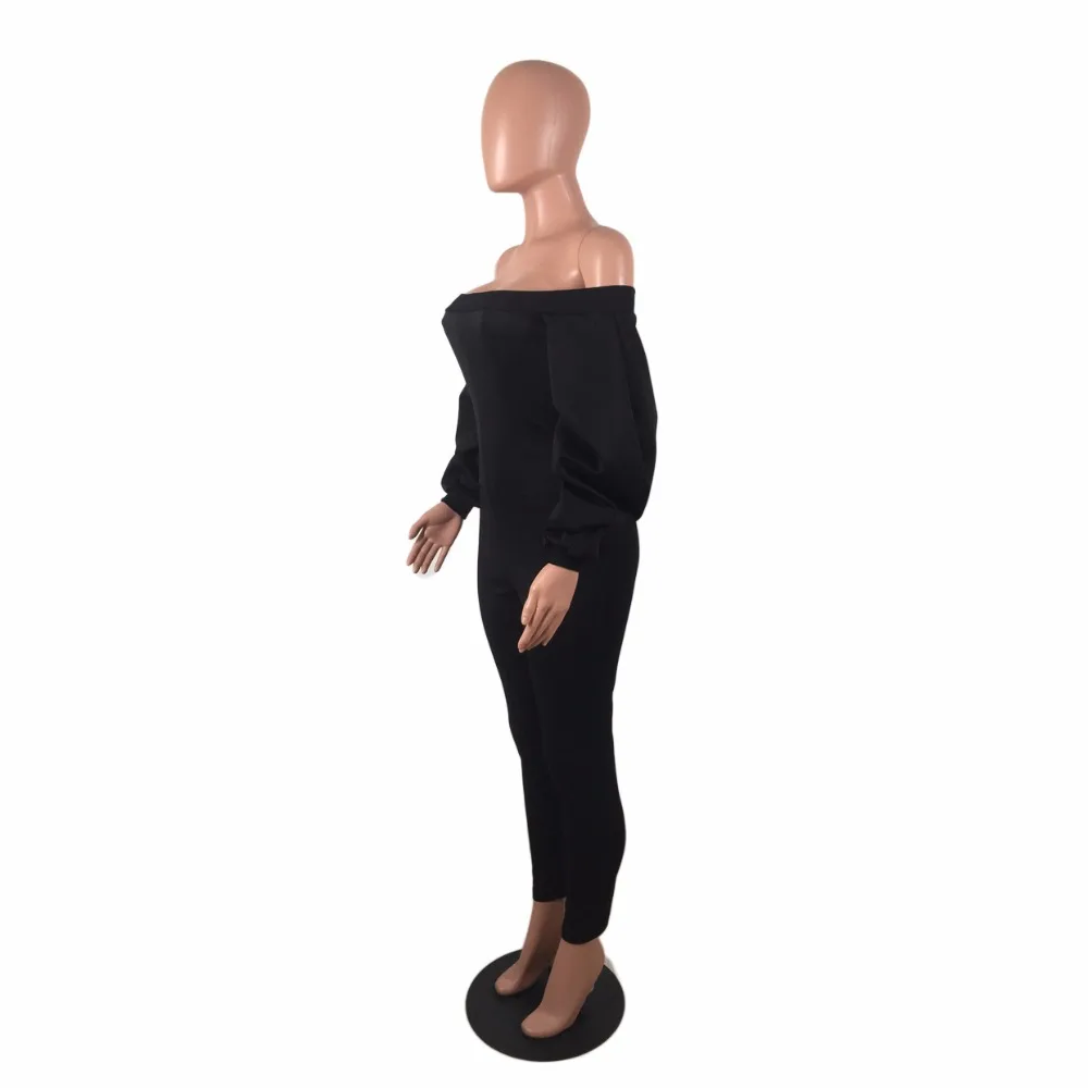 Горячая мода элегантный стиль 2019 bodycon комбинезон женский черный slash средства