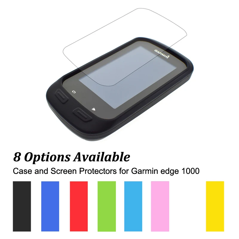 

Rubber Protect Skin Case + Clear Screen Protectors Shield Film for Cycling Computer GPS Garmin Edge 1000 / Edge Explore 1000