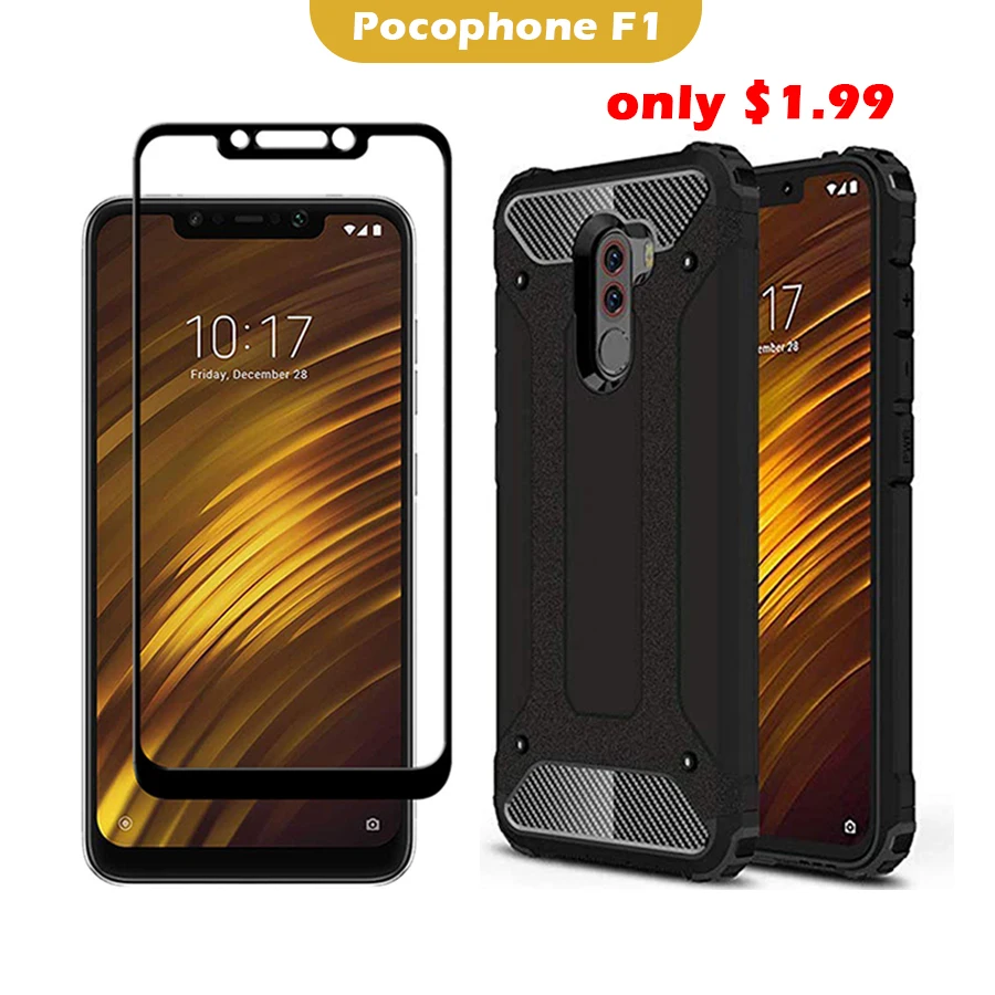 

VALAM 2in1 Tempered Glass Screen Protector For Xiaomi Pocophone F1 Glass Cover Full Body Case For Pocophone F1 Protection Glass
