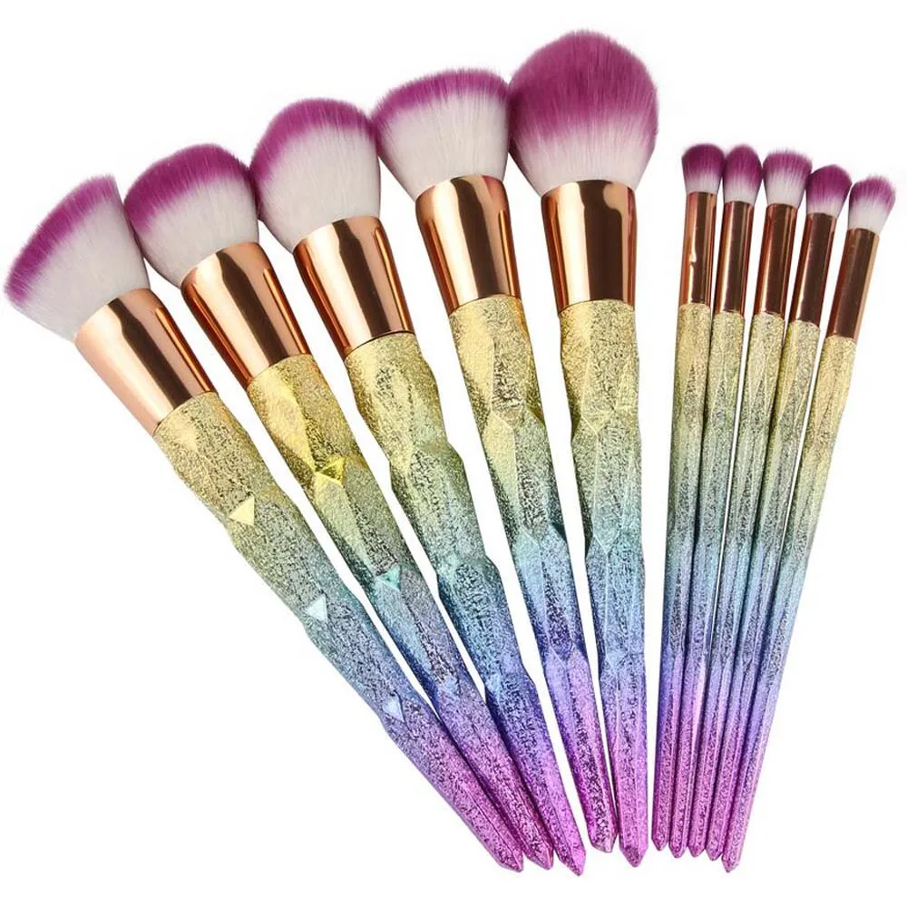 Coshine arriveral 10 шт./компл. rainbow Unicorn Сияющий Макияж Кисточки набор профессиональных Основа для макияжа лица Косметическая пудра крем Румяна Кисточки Наборы