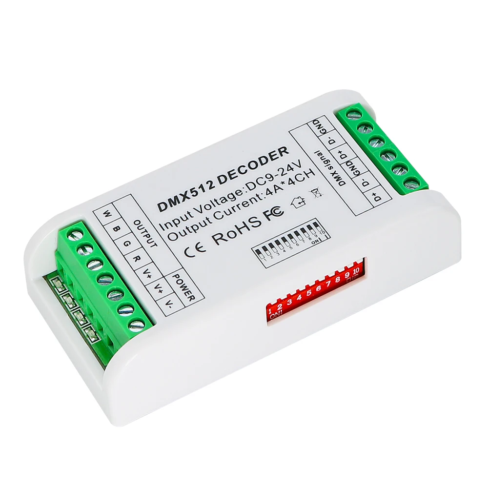 4CH мини DMX 512 светодиодный декодер контроллера RGB контроллер консоли использовать декоративное освещение домашние фонари белый диммер DC12V-24V
