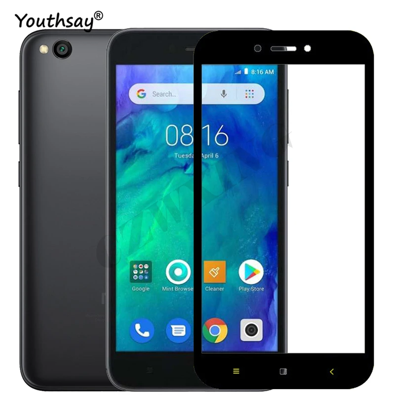 Protector de pantalla de vidrio para Xiaomi Redmi Go, pel&iacute;cula protectora de cobertura de pegamento total, pel&iacute;cula de vidrio para Redmi Go, 2 uds.-1