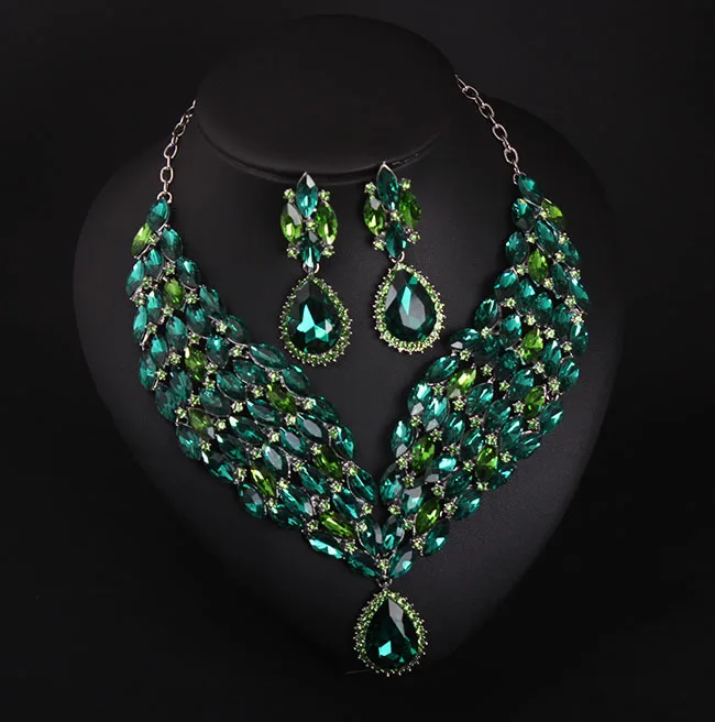 ARMNVNV Big African Crystal Necklace Earring set Bridal Jewelry Sets for Brides bridesmaid Wedding Party Decoration Gifts Women | Украшения