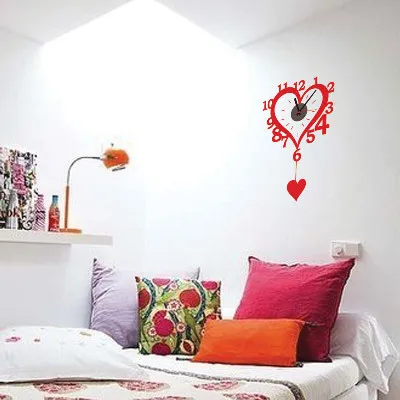 Наклейка с часами в форме сердца для спальни гостиной дома сделай сам Съемная
