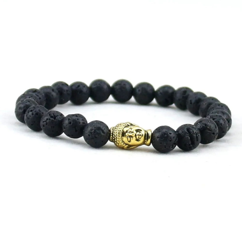 Новые женские и мужские украшения с бусинами буддой браслеты из лавового камня