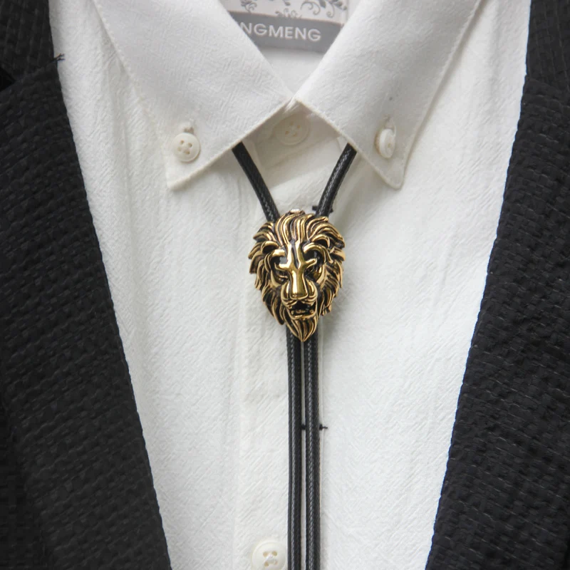 Original designer bolotie Stainless steel Lion head shape pendant bolo tie for men personality neck accessory free shipping | Аксессуары