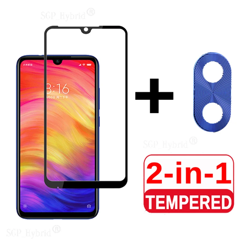 2 в 1 Защитное стекло для Xiaomi Redmi Note 7 Защита экрана камеры с металлическим кольцом