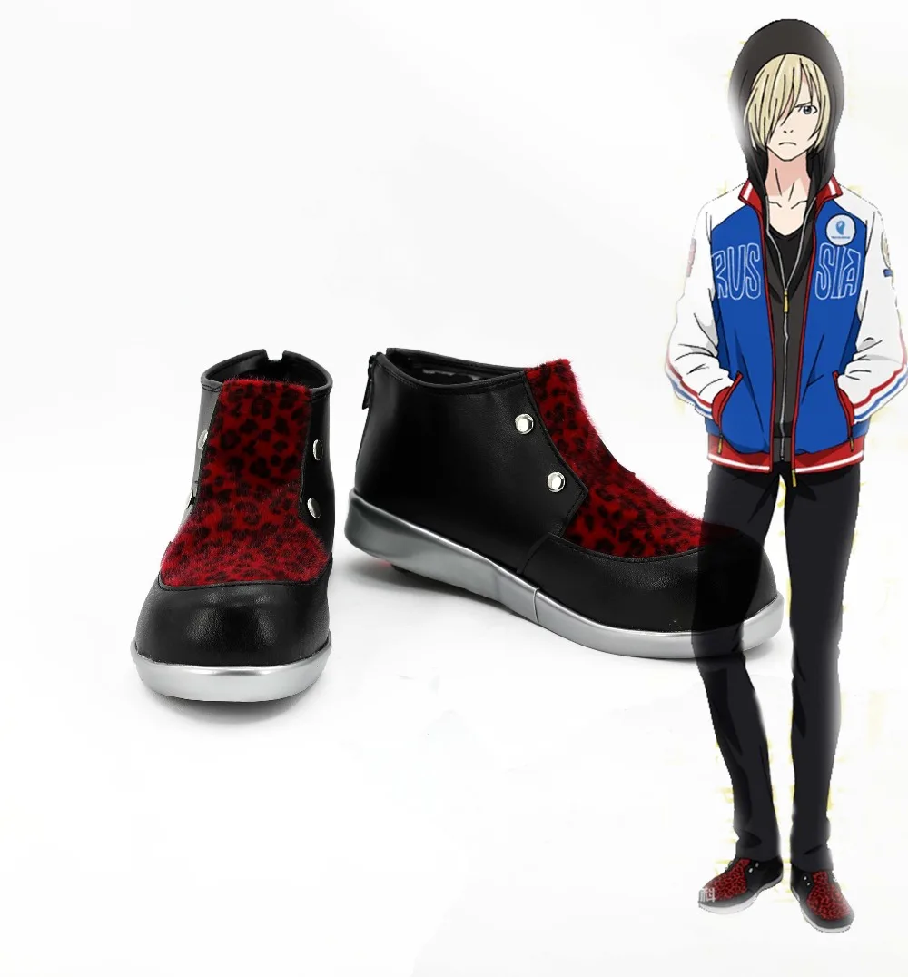 

Anime Yuri!!! on Ice Yuri Plisetsky Cosplay Shoes Red Leopard Print Shoes Casual Men