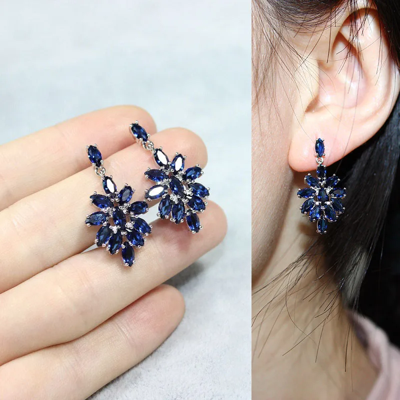 Сверкающие модные висячие серьги с кристаллами в виде листьев красного