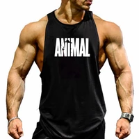mens cotton sleeveless shirt animal bodybuilding workout tank tops muscle fitness shirts male gym skull beast stringer vest