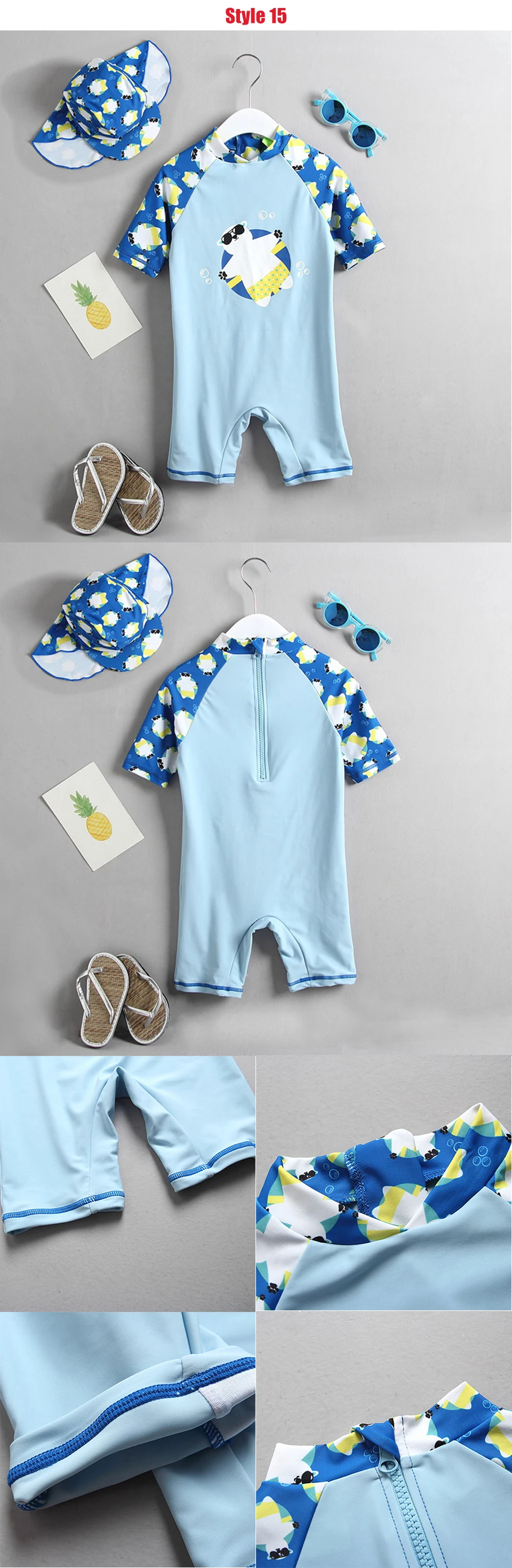 Детский купальник Baby Boy Детский купальный костюм для мальчиков мультфильм Акула динозавра Детский детский цельный купальный костюм