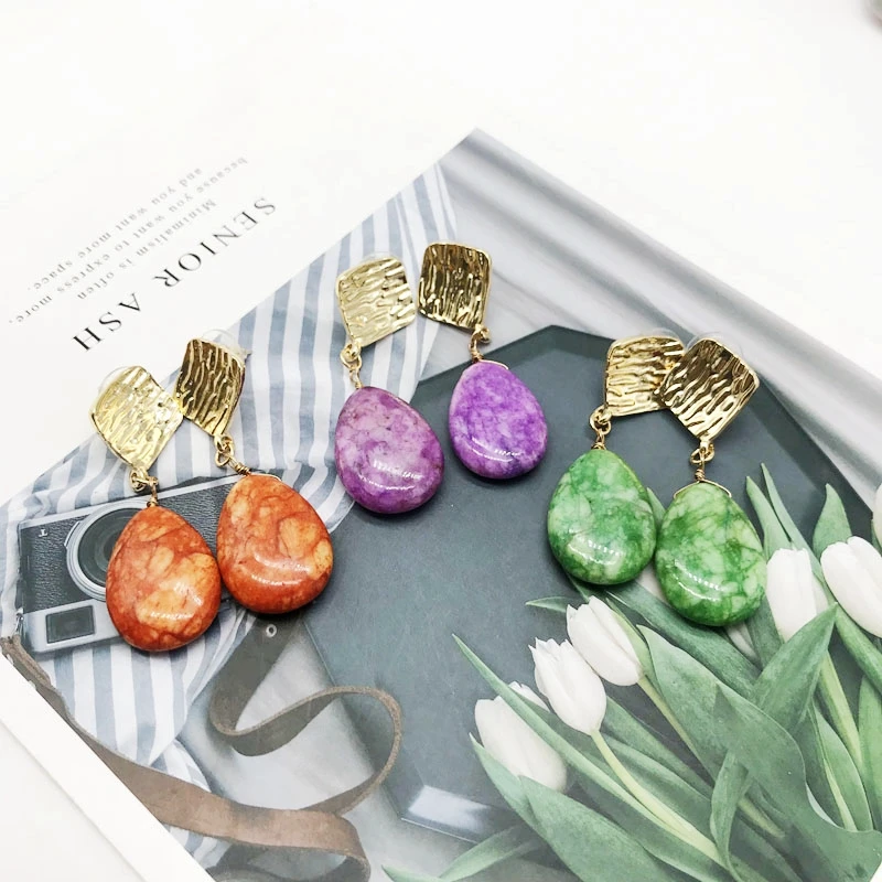 Cute Terdrop Drop Green Purple Orange Sweet Earring Party Holiday New For Women images - 6