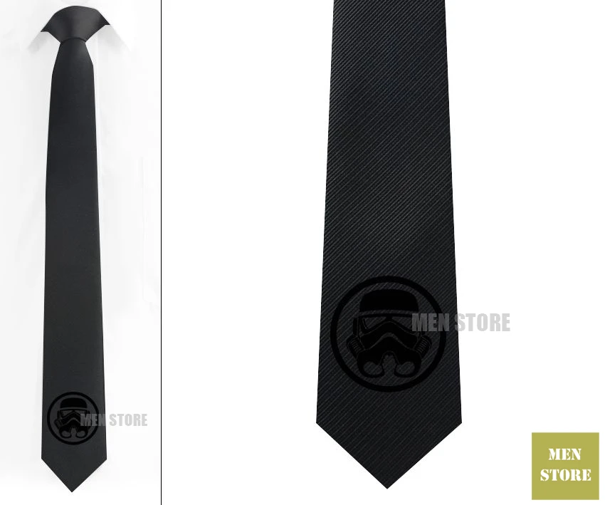 Black tie Black logo Звездные войны Штурмовик сигил Мужские жаккардовые тканые узкие 2," галстук 6 см Галстук Свадебная вечеринка галстук для жениха запонки LK014M - Цвет: Black tie Black logo