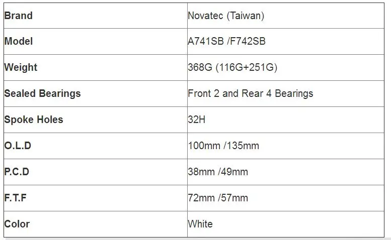 Тайвань Novatec A741SB F742SB алюминиевый сплав MTB велосипеда 32 втулки с отверстиями V тормоза белого цвета втулка для горного велосипеда спереди и сзади