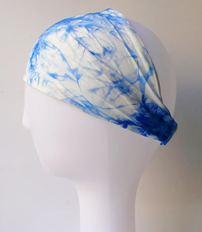 Blue BOHO Tie Dye повязка на голову из хлопка бандана Тюрбан повязка на голову эластичная для женщин и девушек повязки для волос аксессуары для волос повязка - Цвет: Blue
