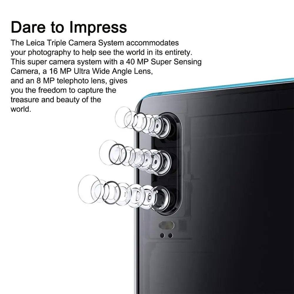 huawei P30 мобильный телефон 6,1 ''Kirin 980 Восьмиядерный Android 9,0 3650 мАч суперзарядка Встроенный экран отпечатков пальцев GPU Turbo 3,0