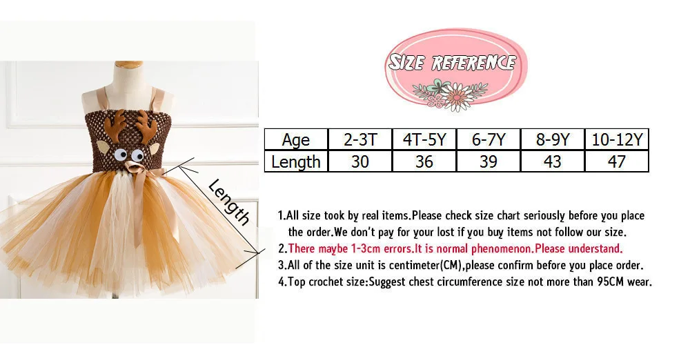 Платье-пачка с изображением коричневого оленя костюм на Хэллоуин для девочек