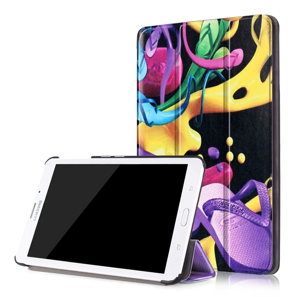Высококачественный 3 складной чехол из ПУ кожи с принтом защитный для Samsung Galaxy Tab J