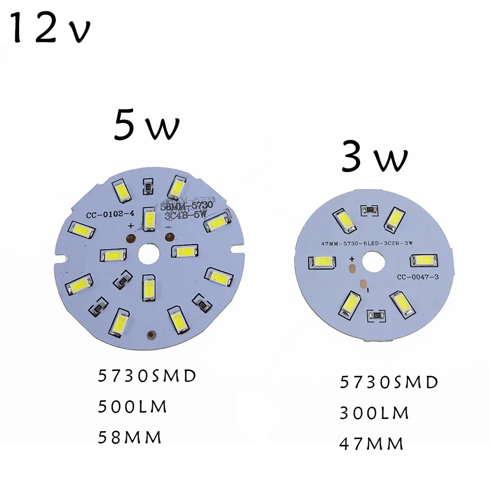 Сверхъяркая печатная плата SMD5730 12 В 100 лм/Вт лампа 3 Вт 5 7 9 15 21 светодиодная