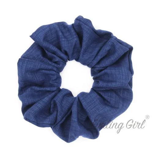 Navy Blue Меховые резинки для волос для девочек, 1 шт., хлопковые и льняные эластичные резинки для волос, одноцветные резинки для волос, резинки для волос, держатель для волос для женщин, резинки для волос - Цвет: Navy Blue