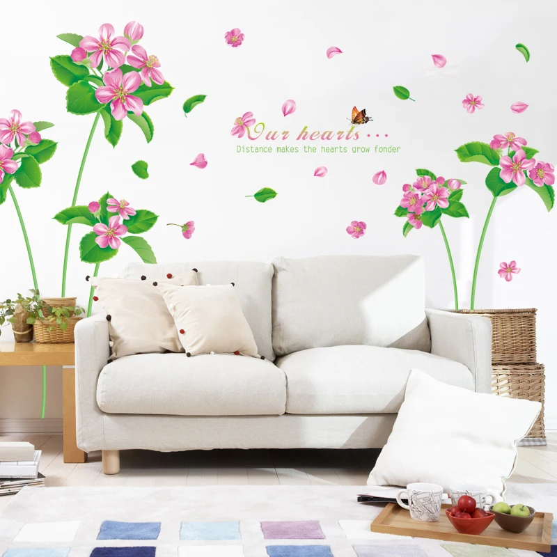 [Fundecor] большие цветы Бабочка Грен трава виниловые diy настенные наклейки для