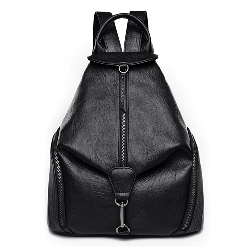 Женский рюкзак mochila feminina, повседневный многофункциональный женский кожаный рюкзак, сумка для путешествий, женская сумка через плечо - Цвет: Black