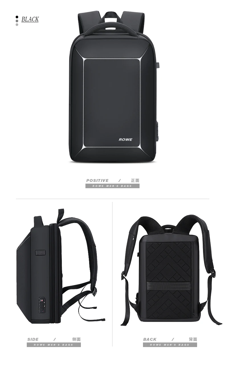 ROWE мужской рюкзак Многофункциональный USB 15 дюймов ноутбук Mochila модный бизнес большой емкости TSA замок Противоугонный дорожный рюкзак для мужчин