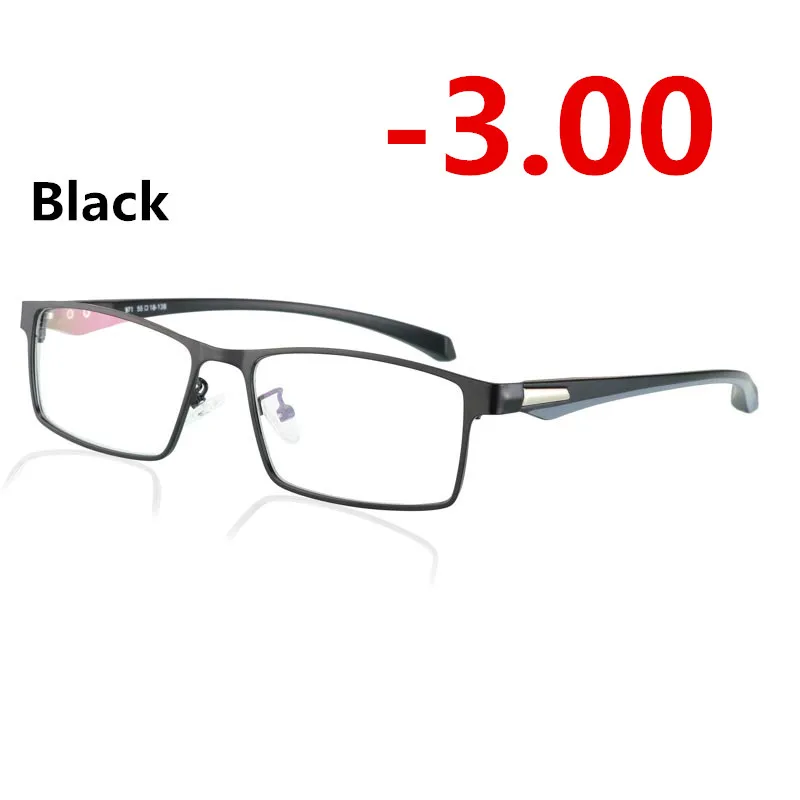 black -3.00 Полная оправа солнцезащитные фотохромные очки для близорукости оптические мужские Студенческие очки для близорукости очки по рецепту оправа-1,0-4,0 - Цвет оправы: black -3.00