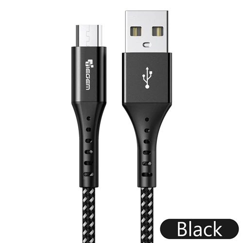 TIEGEM Micro USB кабель 2.4A кабель передачи данных для быстрой зарядки для Xiaomi Redmi Note мобильный телефон зарядное устройство кабель Micro USB шнур - Цвет: Черный