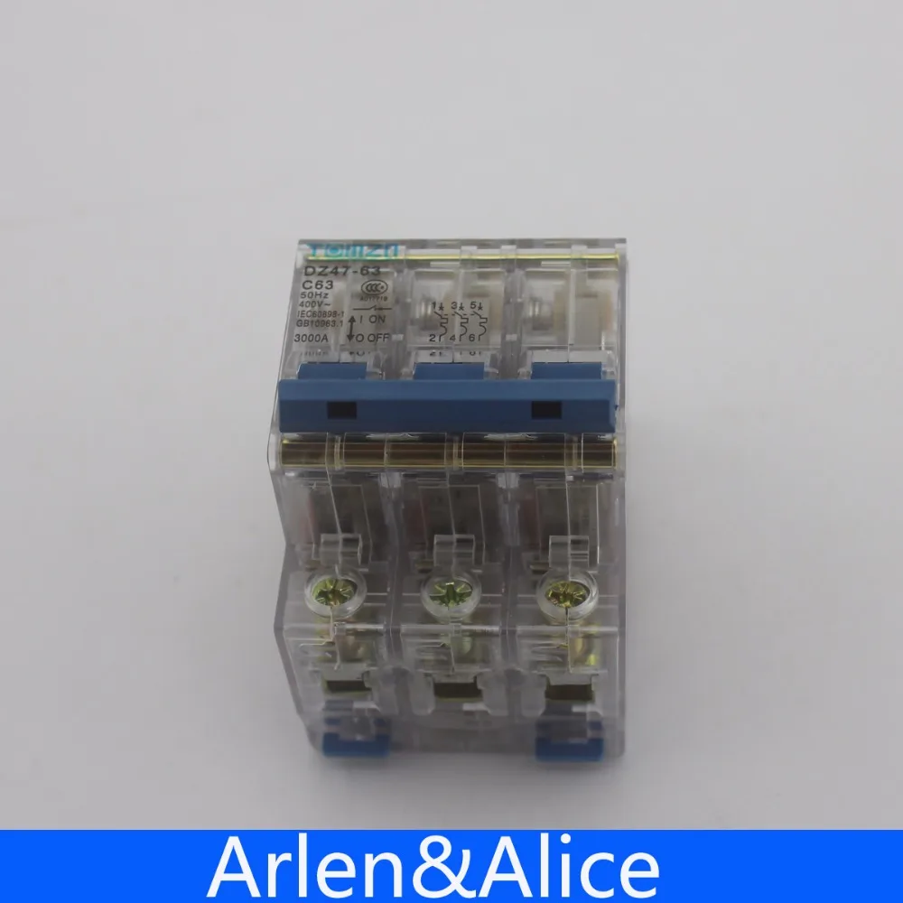 3P 32A 230/400V ~ 50/60HZ прозрачный чехол Мини автоматический выключатель MCB