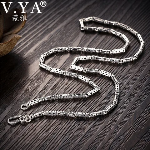 Цепочки V.YA из серебра 925 пробы мужские, цепочки из серебра пробы в форме бамбука, 50 см, 55 см, 60 см, 4 мм