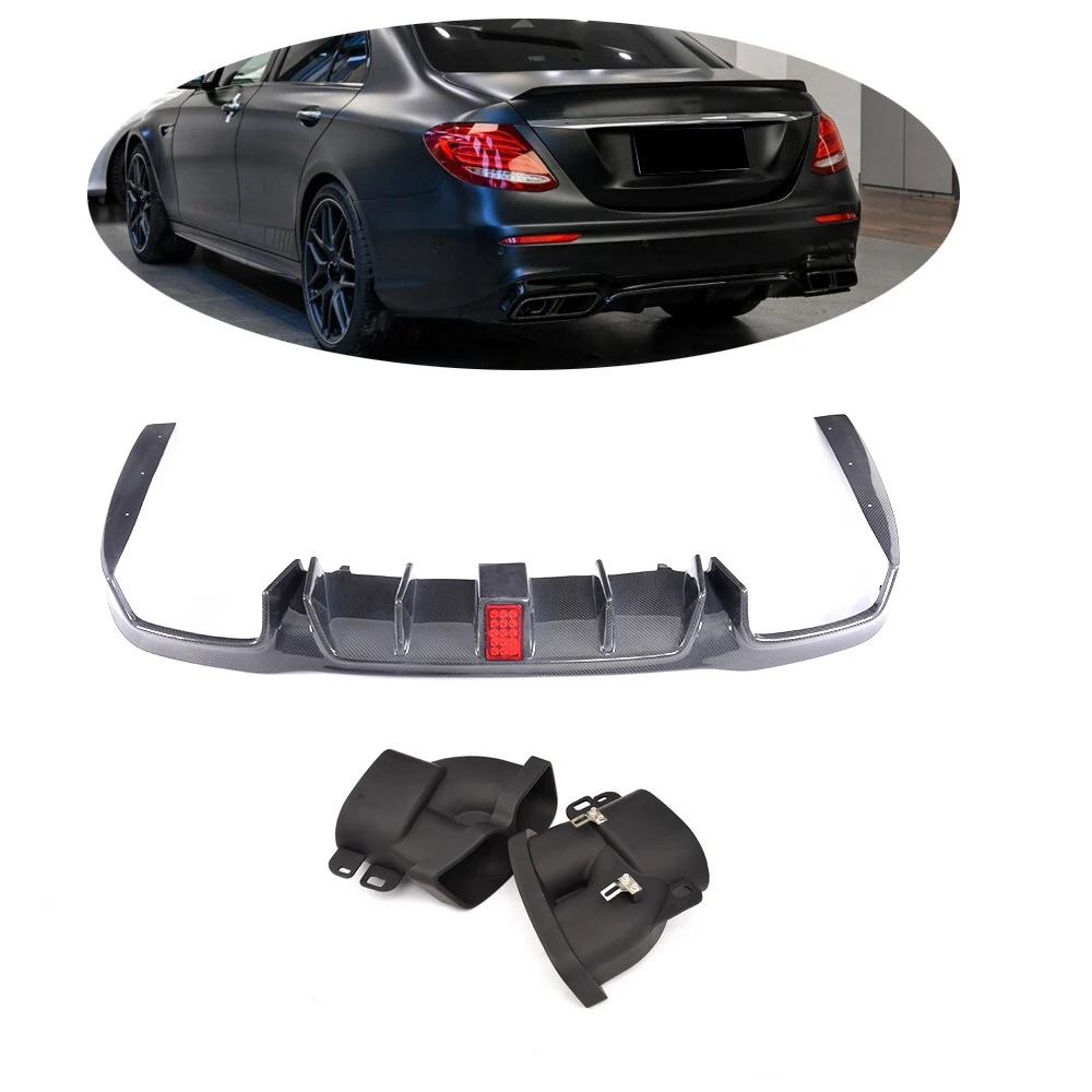 Car Rear Bumper Diffuser Lip Spoiler with Exhaust Tips For Mercedes-Benz E Class W213 E350 E43 E63 AMG- Rear Diffuser