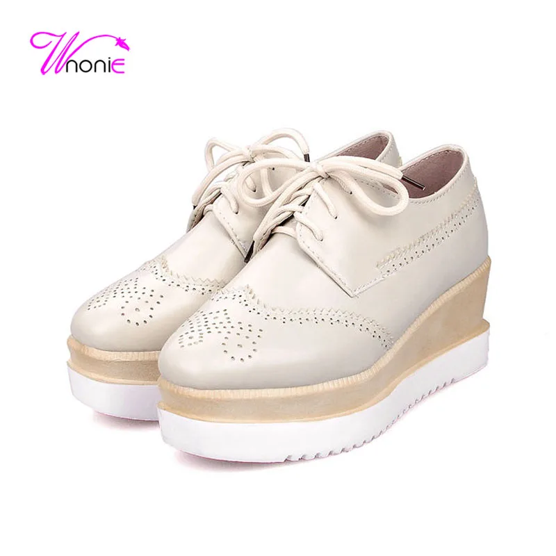 Модные женские туфли оксфорды на плоской подошве в стиле Дерби из искусственной