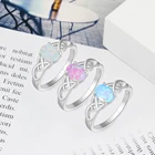 Женское кольцо с опалом, обручальное кольцо серебряного цвета с белым, розовым, голубым опалом, обручальное кольцо, модные ювелирные украшения для женщин, девушек