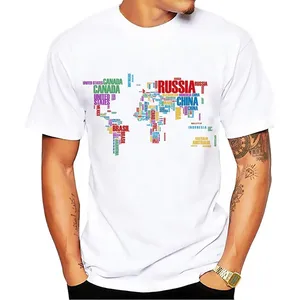 Творческий Слово облако карта мира дизайн футболка для мужчин 2018 летняя новая Повседневная футболка homme размера плюс без клея принт футболка