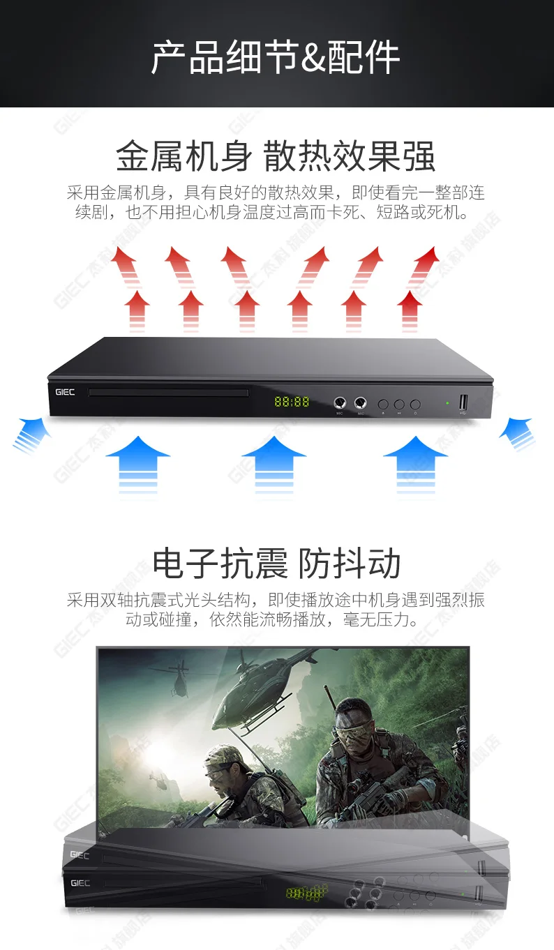 GIEC GK-908D домашний dvd-плеер EVD плеер VCD плеер HD мини CD плеер HD 1080P