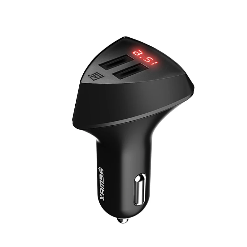 Remax Smart USB Автомобильное зарядное устройство в режиме реального времени мониторинг напряжения адаптер с двумя портами USB 5 В/3,4 A быстрое зарядное устройство для iphone samsung xiaomi