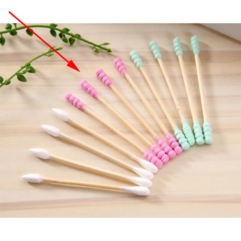 100Pcs/ Pack Double Head Cotton Swab Women Make up Cotton Buds Tip For Medical Wood Sticks Nose Ears Cleaning Health Care Tools