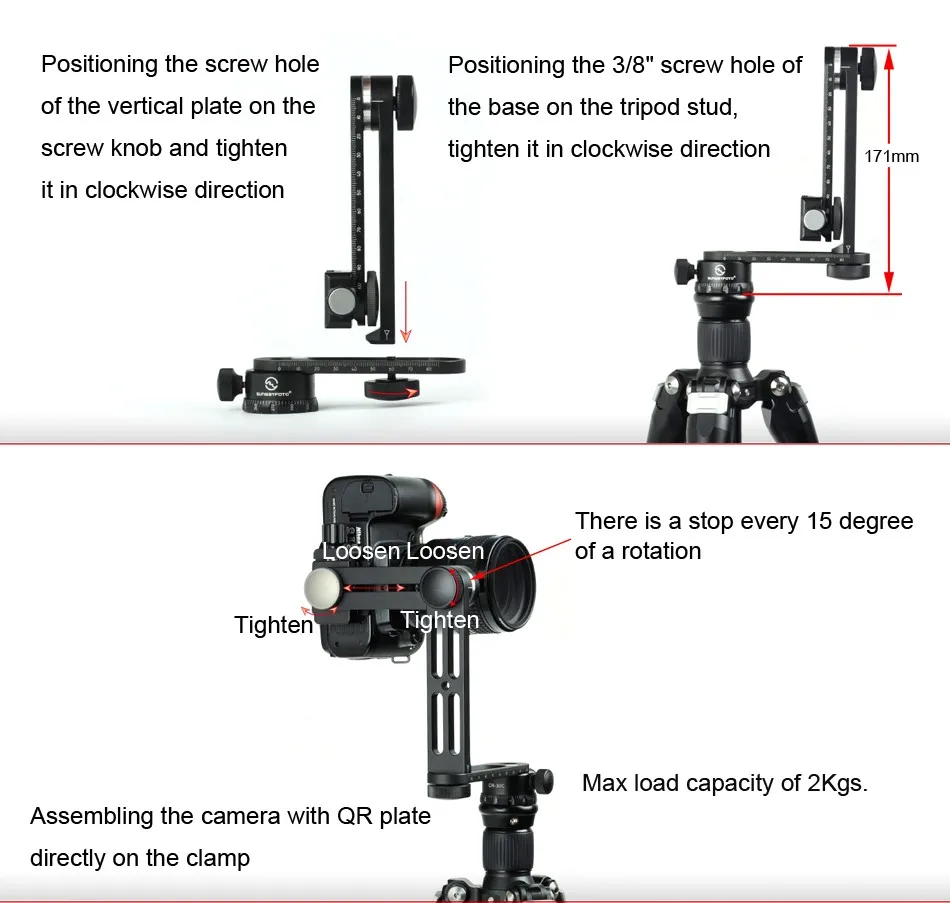 SUNWAYFOTO CR-30C штатив 360 панорамы для Dslr Профессиональная Алюминиевая Мини компактная панорамная головка