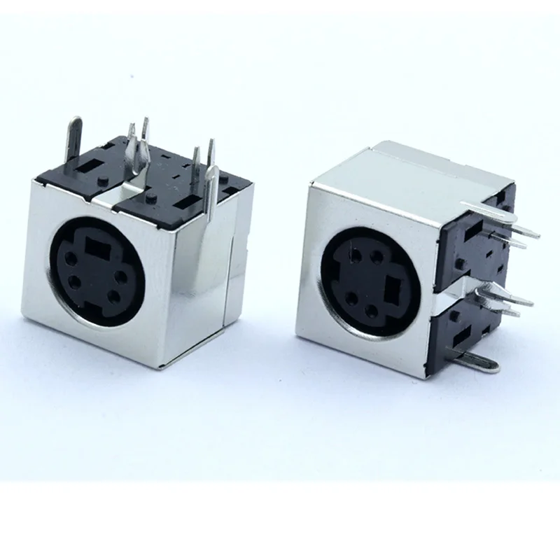 10 шт./лот 4-контактный гнездовой разъем Mini DIN PS2 клеммы прямоугольный/90 градусов