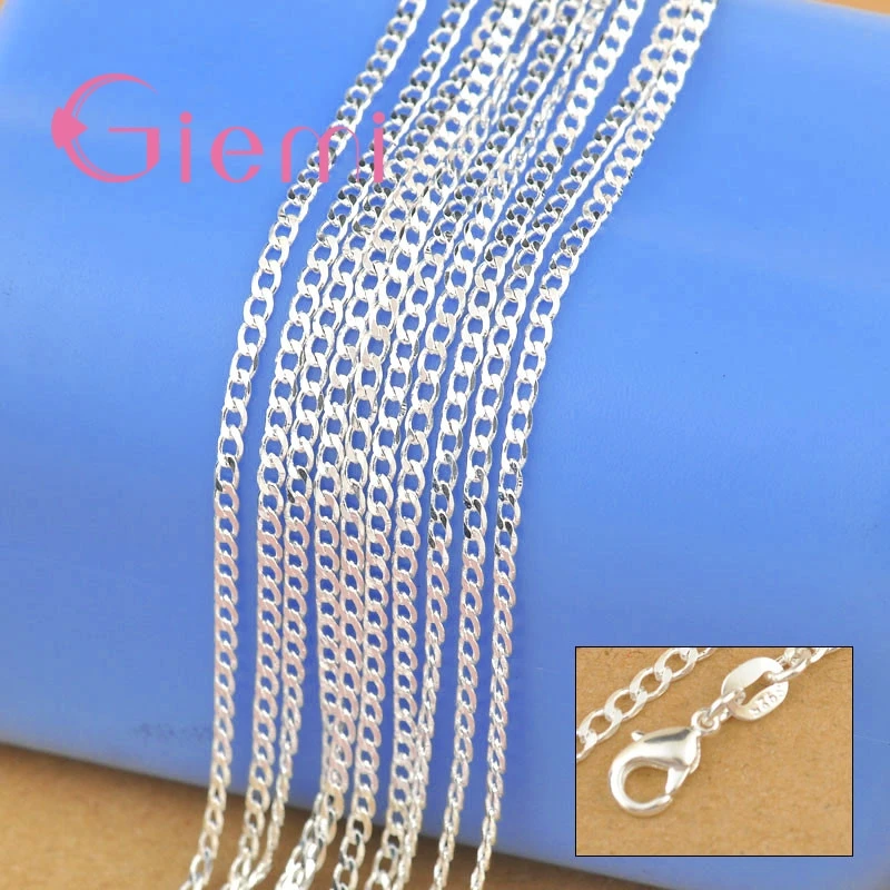 

Shining Wide Flat Curb Chain Necklace for Men Women Fine 925 Sterling Silver with Good Flexible Lobster Clasps S Tags