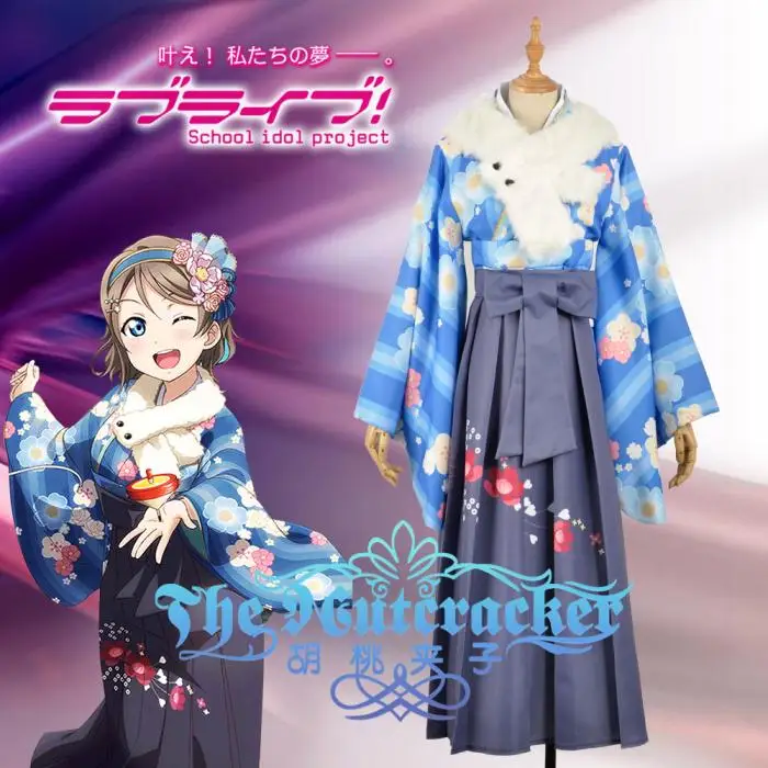 Love Live Sunshine костюмы для косплея Aqours Watanabe You Taisho кимоно юката платье наряд аниме