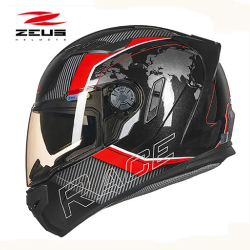 Мотоциклетный шлем ZEUS новый высококачественный защитный с 2 линзами и полным