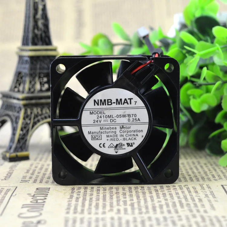 Оригинал для NMB 2410ML-05W-B70 6025 6 см 24В 0.25A двойной шарикоподшипник 6800 об/мин 33.1CFM |